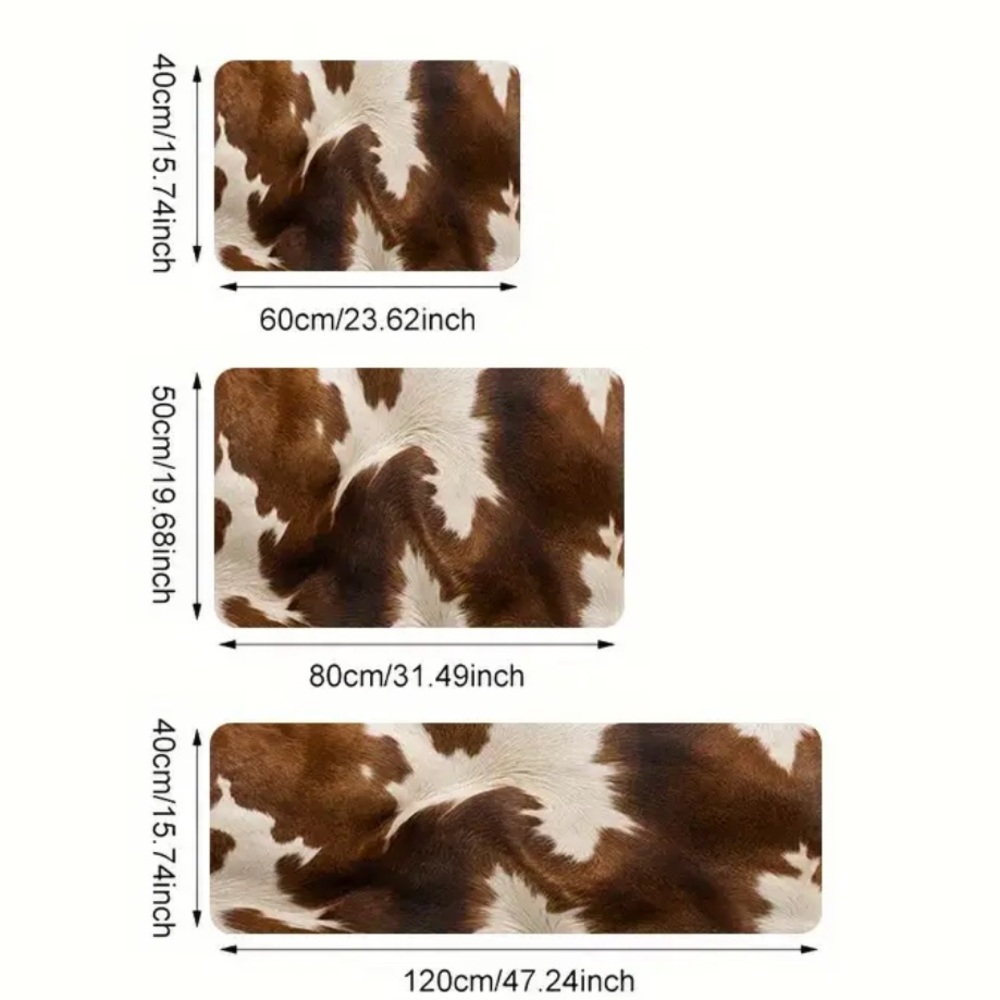 Rustic Cowhide Pattern Kitchen Rug Set - Picture 3 of 3